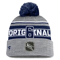 Bonnet en tricot à revers avec pompon Fanatics Heather Grey pour hommes des Canadiens de Montréal Lumberjack