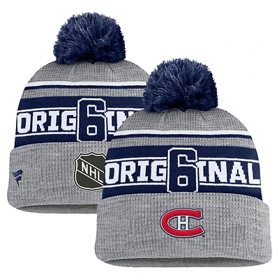 Bonnet en tricot à revers avec pompon Fanatics Heather Grey pour hommes des Canadiens de Montréal Lumberjack