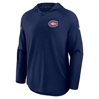 Sweat à capuche raglan authentique Pro Rink des Canadiens de Montréal pour homme, bleu marine chiné Fanatics