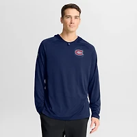 Men's Fanatics Heather Navy Montreal Canadiens Authentic Pro Rink Raglan Pullover Hoodie