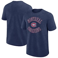 T-shirt Fanatics Heather Navy pour homme avec logo des Canadiens de Montréal
