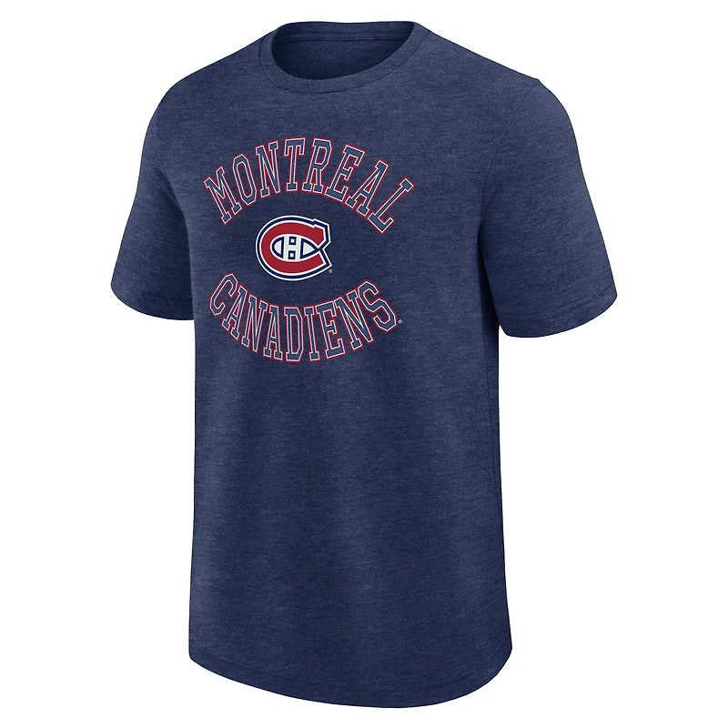 T-shirt Fanatics Heather Navy pour homme avec logo des Canadiens de Montréal
