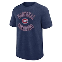 T-shirt Fanatics Heather Navy pour homme avec logo des Canadiens de Montréal