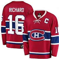 Maillot de joueur retraité Henri Richard, rouge, des Canadiens Montréal, la marque Fanatics.