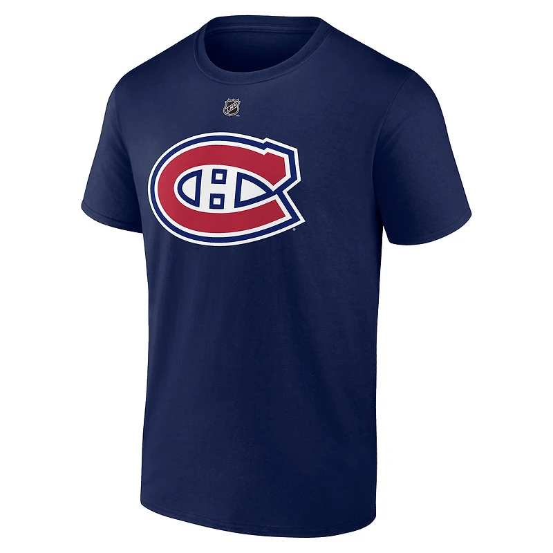 Men's Fanatics Ivan Demidov Navy Montreal Canadiens Authentic Stack Cotton T-Shirt