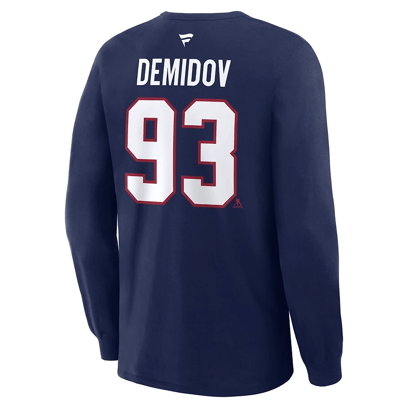 T-shirt authentique Fanatics Ivan Demidov bleu marine des Canadiens de Montréal avec nom et numéro superposés