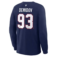 T-shirt authentique Fanatics Ivan Demidov bleu marine des Canadiens de Montréal avec nom et numéro superposés