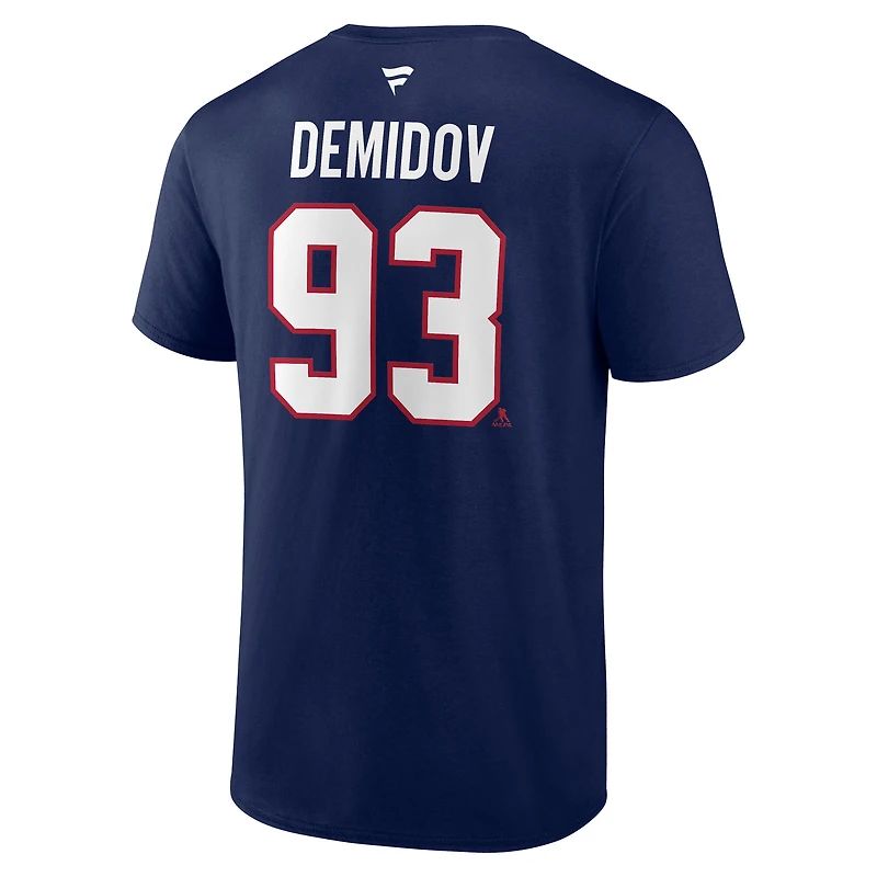 Men's Fanatics Ivan Demidov Navy Montreal Canadiens Authentic Stack Name & Number T-Shirt