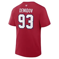 Men's Fanatics Ivan Demidov Red Montreal Canadiens Authentic Stack Name & Number T-Shirt