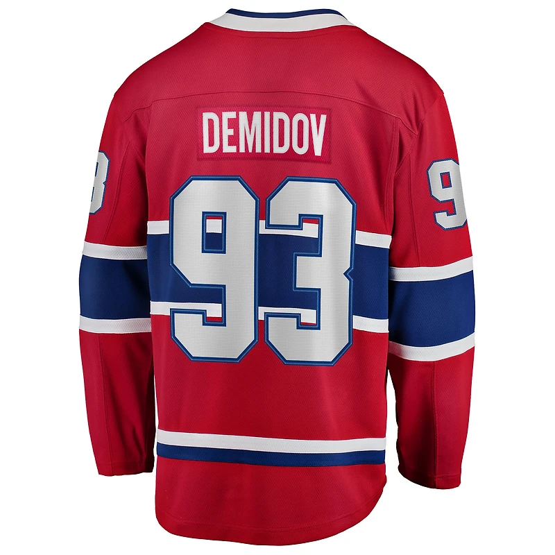 Maillot rouge Ivan Demidov des Canadiens de Montréal à domicile pour hommes Fanatics