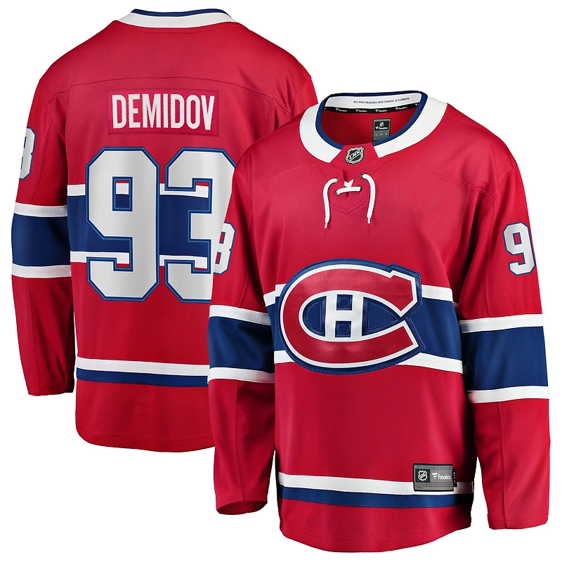 Maillot rouge Ivan Demidov des Canadiens de Montréal à domicile pour hommes Fanatics