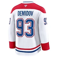Maillot premium extérieur blanc Ivan Demidov des Canadiens de Montréal pour homme (Fanatics)