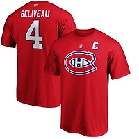 Men's Fanatics Jean Beliveau Red Montreal Canadiens Authentic Stack Retired Player Name & Number - T-Shirt