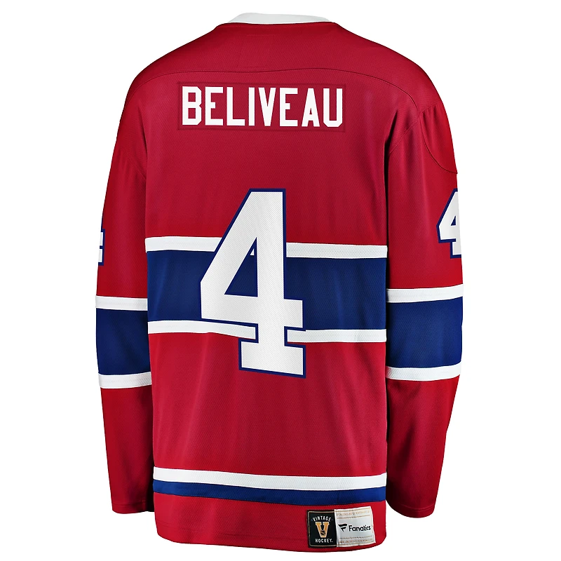 Fanatiques masculins de marque Jean Béliveau Rouge des Canadiens Montréal Premier Breakaway à la retraite - Maillot joueur
