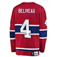 Fanatiques masculins de marque Jean Béliveau Rouge des Canadiens Montréal Premier Breakaway à la retraite - Maillot joueur