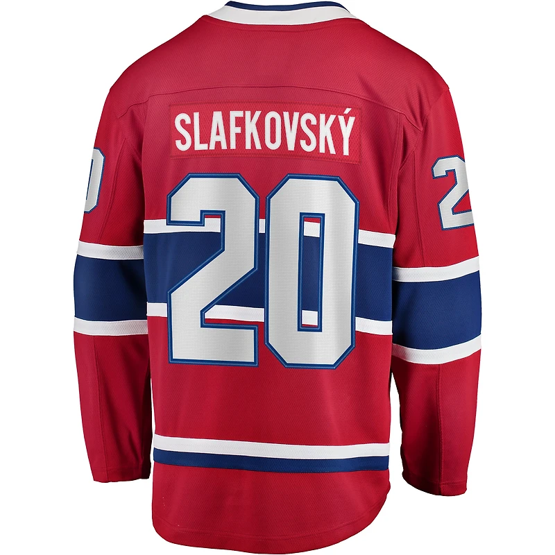 Fanatics Juraj Slafkovsky pour hommes, rouge, échappée à domicile des Canadiens de Montréal - Maillot joueur
