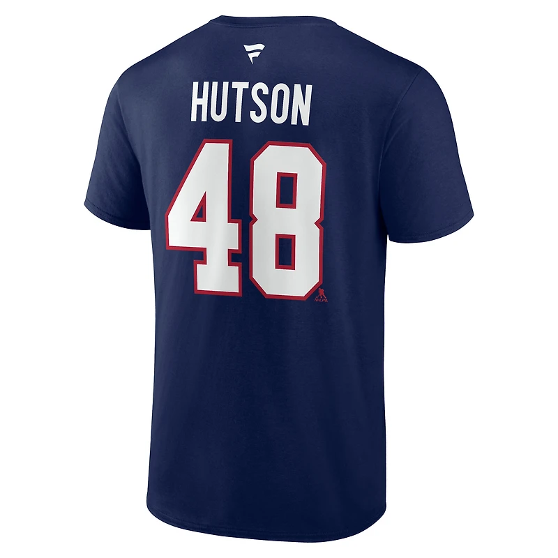 Men's Fanatics Lane Hutson Navy Montreal Canadiens Authentic Stack Cotton T-Shirt