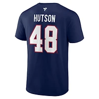 Men's Fanatics Lane Hutson Navy Montreal Canadiens Authentic Stack Cotton T-Shirt