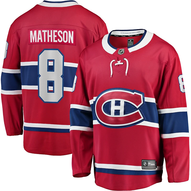 Fanatics pour hommes Mike Matheson, joueur échappé à domicile des Canadiens de Montréal, rouge - Maillot
