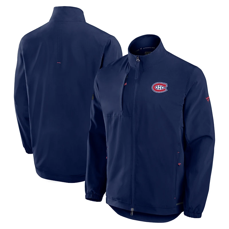 Veste d'entraîneur entièrement zippée authentique Pro Rink des Canadiens de Montréal pour hommes Fanatics bleu marine