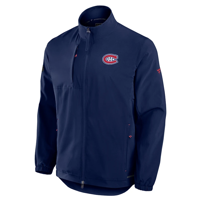 Veste d'entraîneur entièrement zippée authentique Pro Rink des Canadiens de Montréal pour hommes Fanatics bleu marine