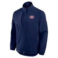 Veste d'entraîneur entièrement zippée authentique Pro Rink des Canadiens de Montréal pour hommes Fanatics bleu marine