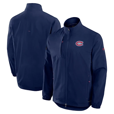 Veste d'entraîneur entièrement zippée authentique Pro Rink des Canadiens de Montréal pour hommes Fanatics bleu marine