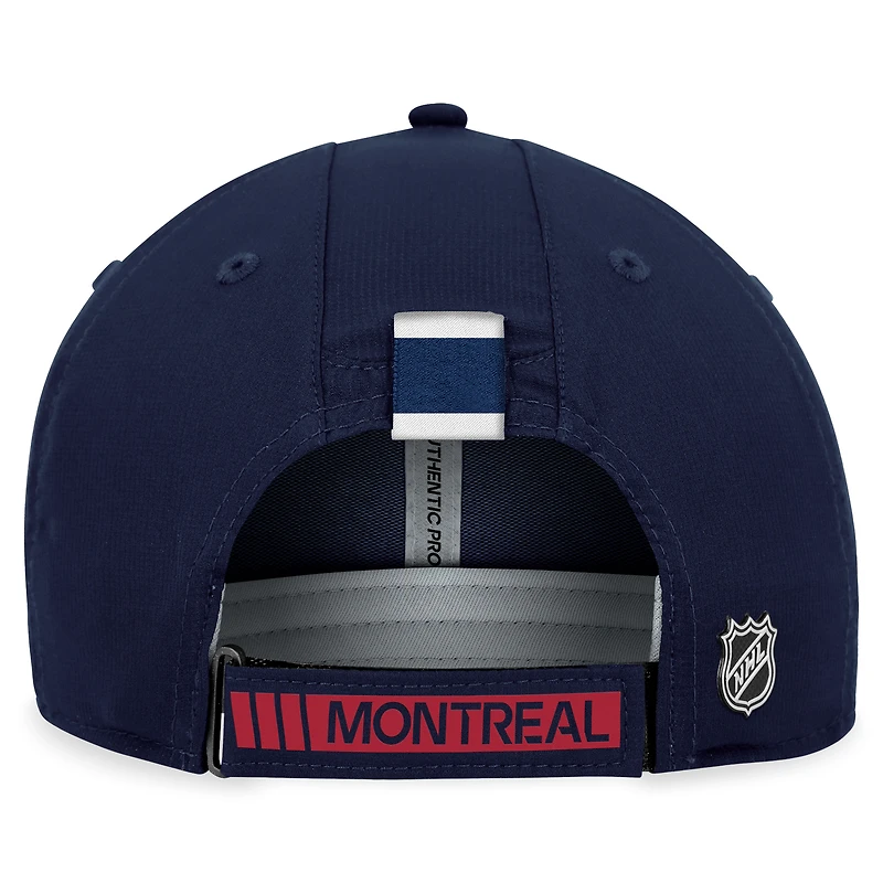Casquette de performance ajustable authentique Pro des Canadiens de Montréal Fanatics pour hommes, bleu marine