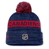 Men's Fanatics Navy Montreal Canadiens Authentic Pro Rink Cuffed Knit Hat with Pom
