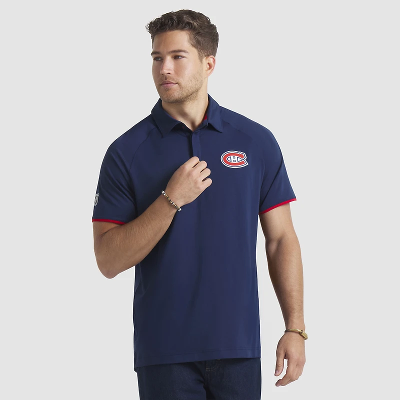 Men's Fanatics Navy Montreal Canadiens Authentic Pro Rink Raglan Polo
