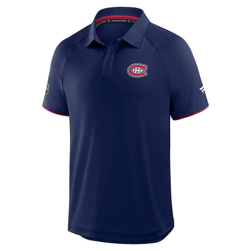 Men's Fanatics Navy Montreal Canadiens Authentic Pro Rink Raglan Polo