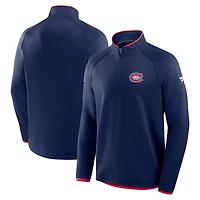 Men's Fanatics Navy Montreal Canadiens Authentic Pro Rink Raglan Quarter-Zip Pullover