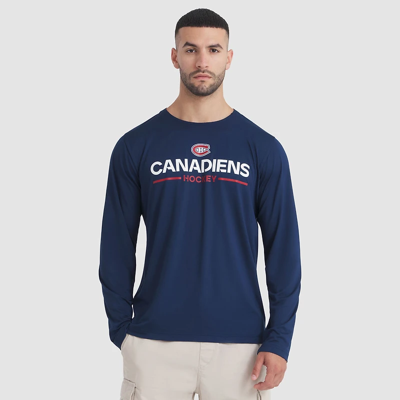 T-shirt à manches longues Fanatics bleu marine authentique des Canadiens de Montréal pour homme