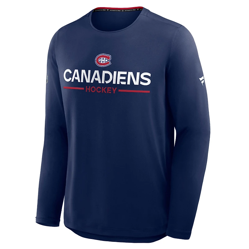 T-shirt à manches longues Fanatics bleu marine authentique des Canadiens de Montréal pour homme