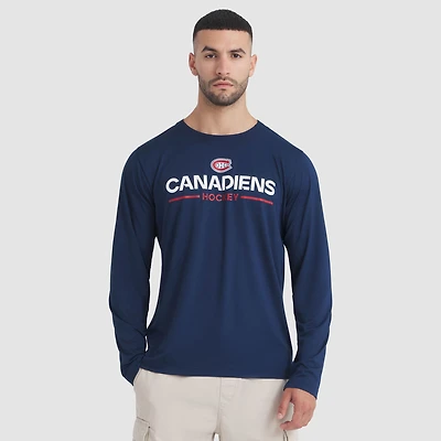 Men's Fanatics Navy Montreal Canadiens Authentic Pro Rink Tech Long Sleeve T-Shirt