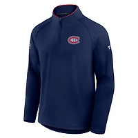 Pull d'entraînement à glissière quart de tour authentique Pro Rink des Canadiens Montréal pour hommes Fanatics bleu marine