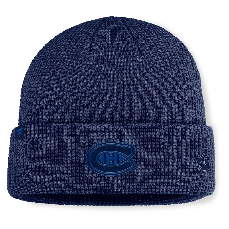 Bonnet en tricot à revers authentique Pro Road des Canadiens de Montréal pour homme, bleu marine, Fanatics