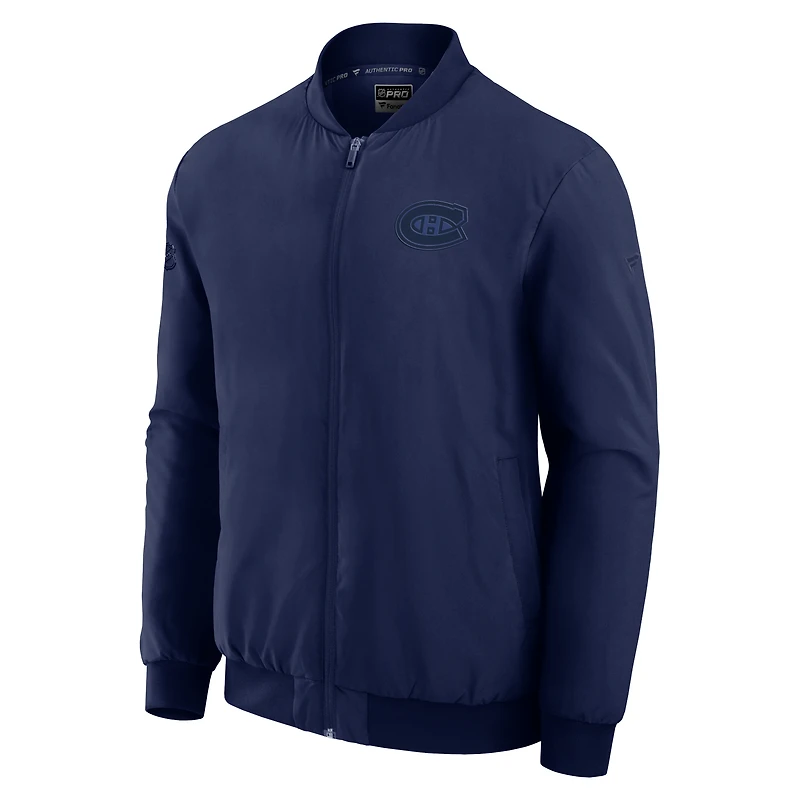 Men's Fanatics Navy Montreal Canadiens Authentic Pro Road Lightweight Full-Zip Bomber Jacket
