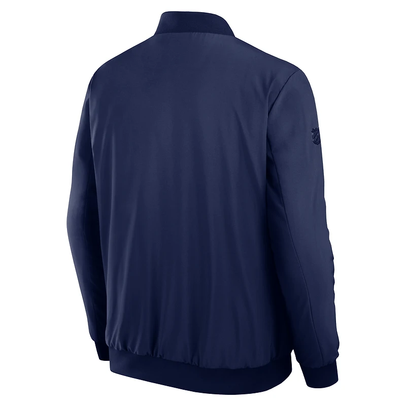 Blouson aviateur léger à fermeture éclair intégrale Fanatics bleu marine pour homme, Authentic Pro Road des Canadiens de Montréal