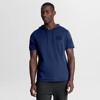 Sweat à capuche manches courtes Fanatics bleu marine pour homme des Canadiens de Montréal Authentic Pro Road