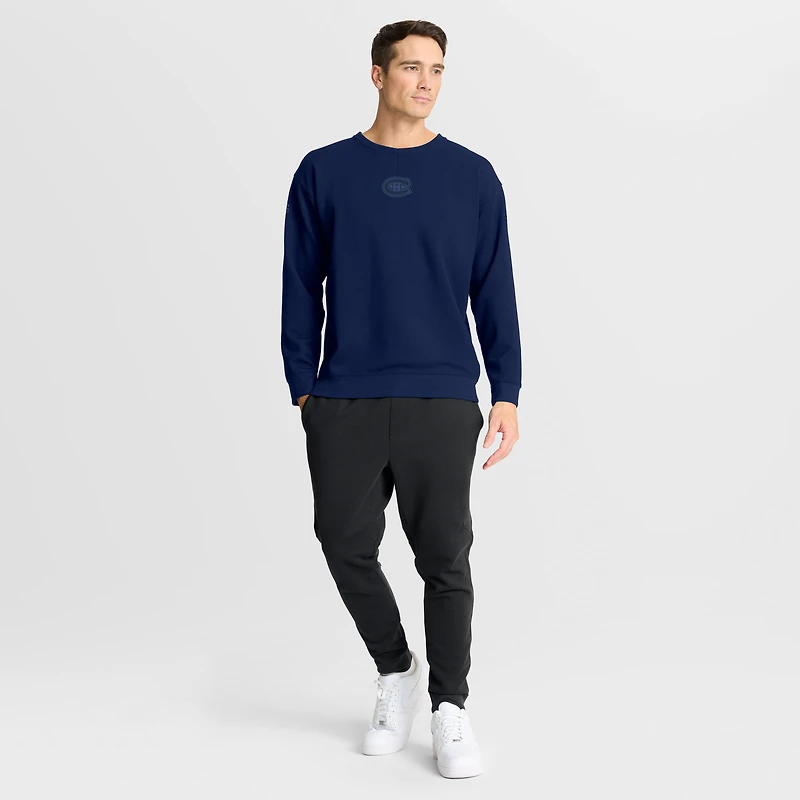 Men's Fanatics Navy Montreal Canadiens Authentic Pro Road Tri-Blend Sweatshirt