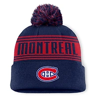 Bonnet en tricot à revers avec pompon pour homme Fanatics bleu marine des Canadiens de Montréal