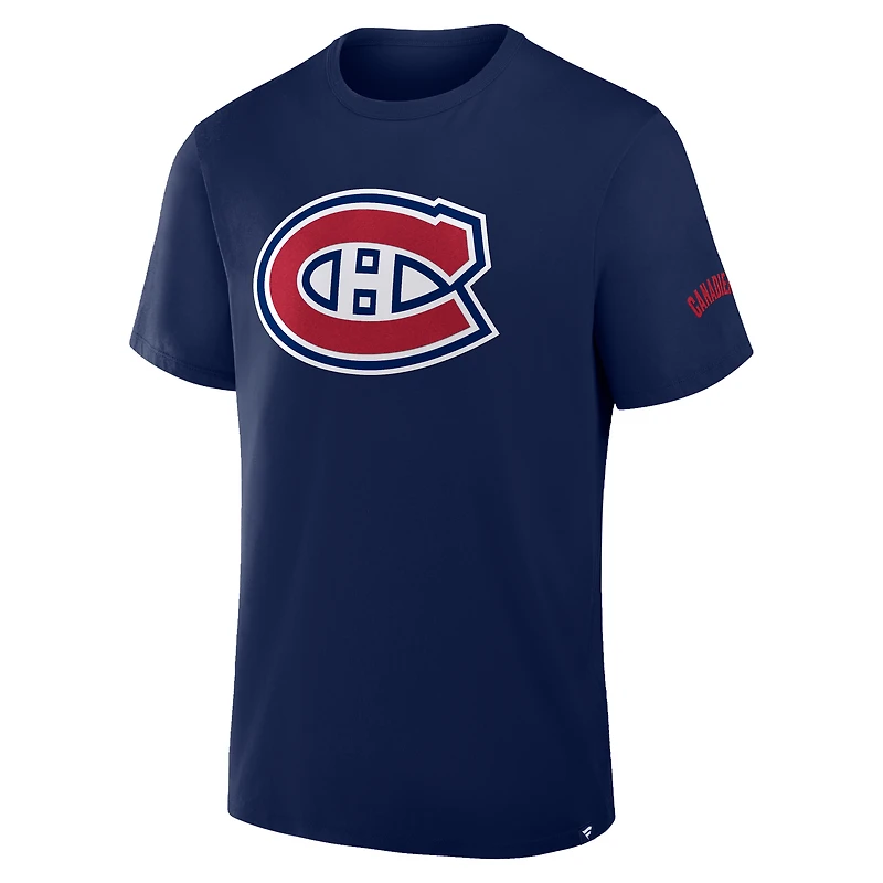 T-shirt Fanatics bleu marine pour homme avec motif tour du chapeau des Canadiens de Montréal