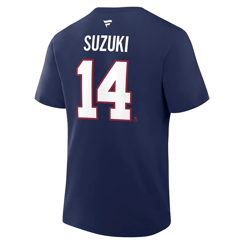 Men's Fanatics Nick Suzuki Red Montreal Canadiens Authentic Stack Name & Number T-Shirt
