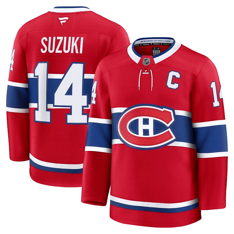 Maillot de joueur à domicile rouge des Canadiens Montréal Fanatics Nick Suzuki pour hommes