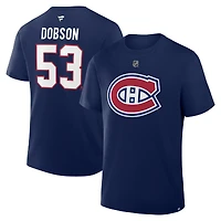 Men's Fanatics Noah Dobson Navy Montreal Canadiens Authentic Stack Name & Number T-Shirt