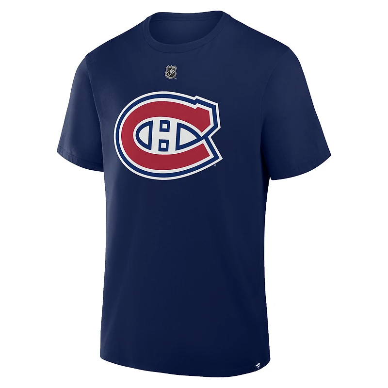 T-shirt Fanatics Noah Dobson bleu marine pour homme, authentique, avec nom et numéro Stack des Canadiens de Montréal