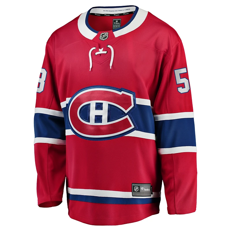 Men's Fanatics Noah Dobson Red Montreal Canadiens Home Breakaway Jersey