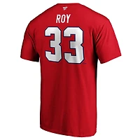 Men's Fanatics Patrick Roy Red Montreal Canadiens Authentic Stack Retired Player Name & Number - T-Shirt
