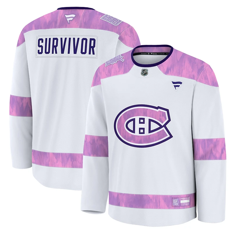 Men's Fanatics White Montreal Canadiens Hockey Fights Cancer Survivor Practice Jersey